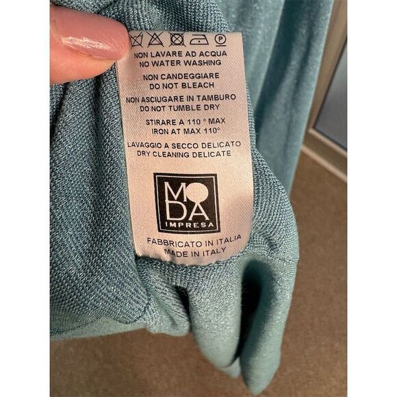 Annarita N NWT Women's V-Neck Sleeveless Maxi Dress in Teal Size IT 46/US 10 - Picture 7 of 8